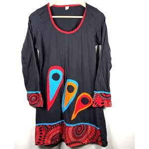 Vintage Women's Midi Dress 100%‎ Cotton Lightweight Paisley Boho Hippy Size XL